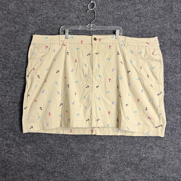Woman Within Womens Skort Size 34W Tan Anchor Print Preppy Casual Nautical - Picture 1 of 7